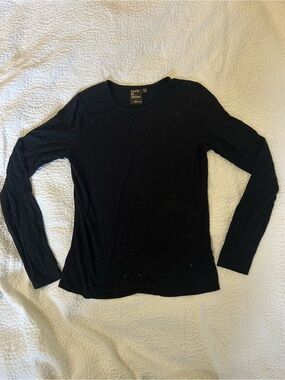 Reitmans Bedazzled Rock & Shine Black Long Sleeve Top